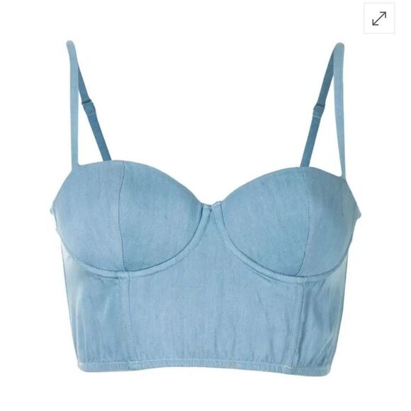 18 NWT 245.00  1 Fleur De Mail Cropped Twill Bustier Top Chambray  Size Large - Picture 1 of 8